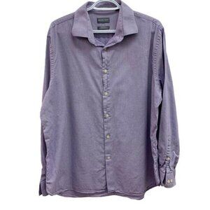 Michael Kors Mens Purple Micro Check Slim Fit Long Sleeve Button Up Shirt L​​